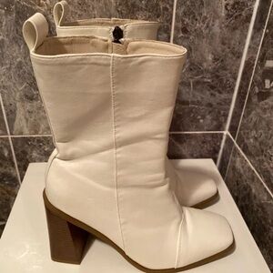 Warehouse Off-White Heeled Boots